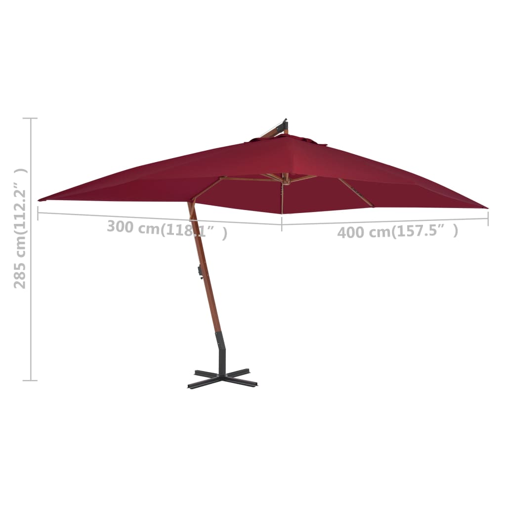 Ampelschirm mit Holz-Mast 400x300 cm