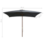 Sonnenschirm mit Holz-Mast 200x300 cm Anthrazit