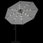 Ampelschirm mit LED-Beleuchtung und Metall-Mast 350 cm Sandweiß