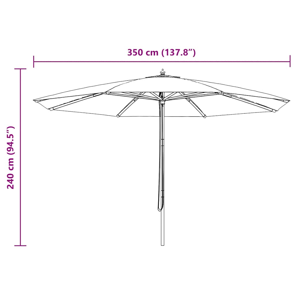Sonnenschirm mit Holzmast 350 cm Terrakotta