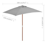 Sonnenschirm mit Holz-Mast 150x200 cm Anthrazit