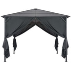 Gartenpavillon mit Vorhang Aluminium 3×3 m Schwarz