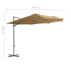 Ampelschirm mit Stahl-Mast 300 cm Taupe