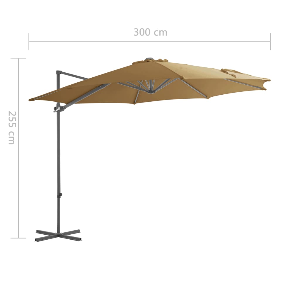 Ampelschirm mit Stahl-Mast 300 cm Taupe
