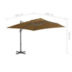 Ampelschirm mit Aluminium-Mast 300x300 cm