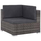6-tlg. Garten-Lounge-Set mit Auflagen Poly Rattan Grau