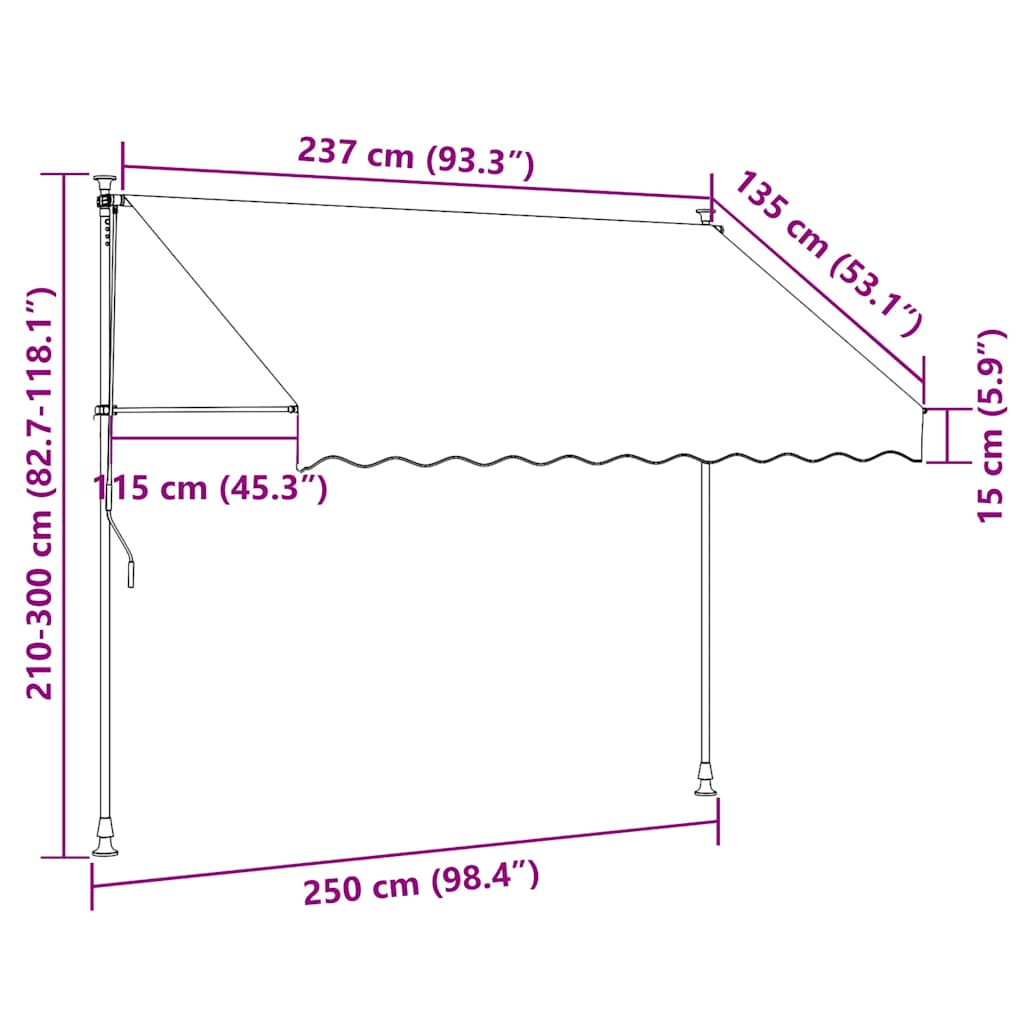 Einziehbare Markise Handbetrieben 250 cm Cremeweiß