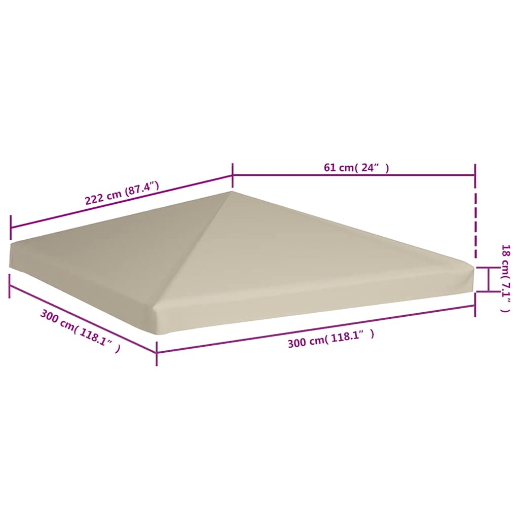 Pavillondach 310 g/m² 3×3 m Beige