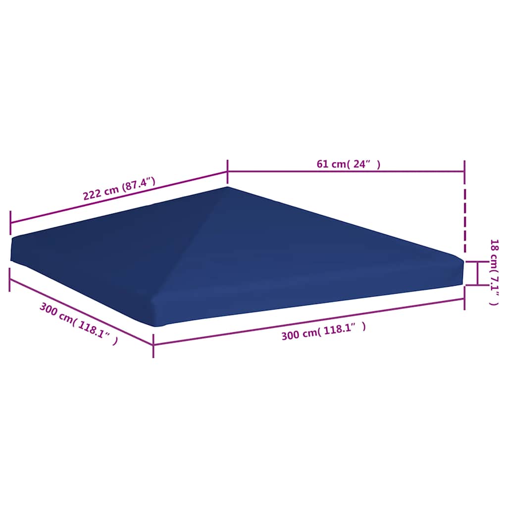 Pavillondach 310 g/m² 3x3 m Blau