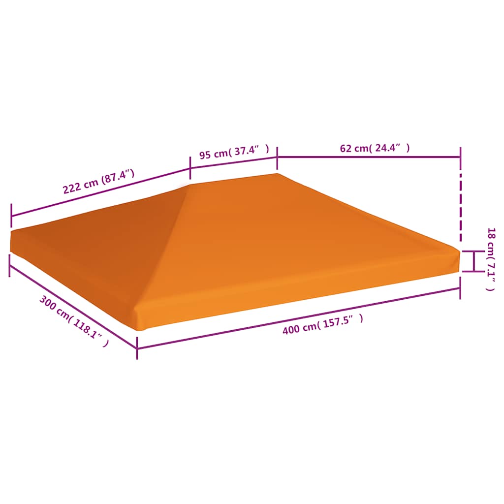 Pavillondach 310 g/m² 4x3 m Orange
