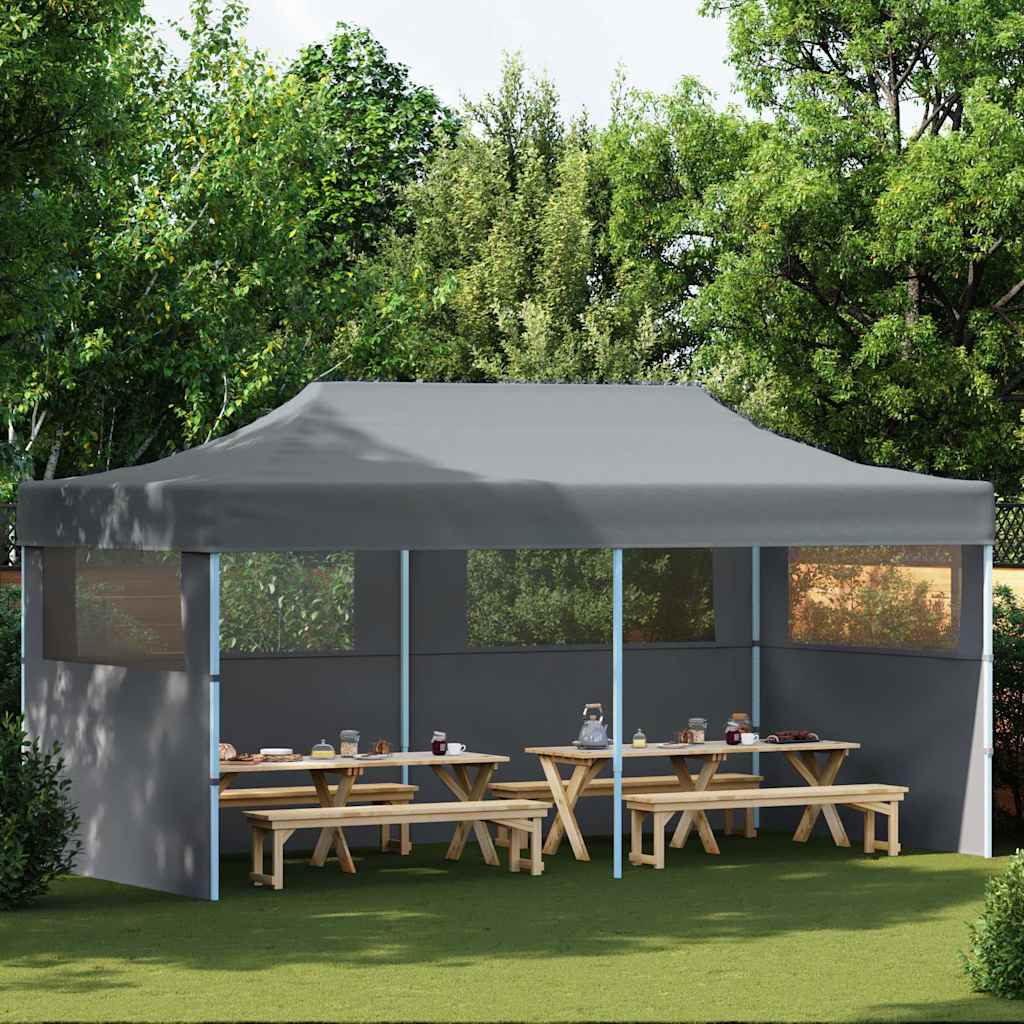 Pop-Up Partyzelt mit Seitenwänden Faltbar 3 x 6 m Anthrazit