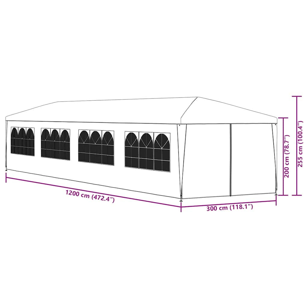 Partyzelt 3x12 m Grün