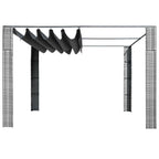 Pavillon mit Dach Poly Rattan 300x300x220 cm Grau und Anthrazit