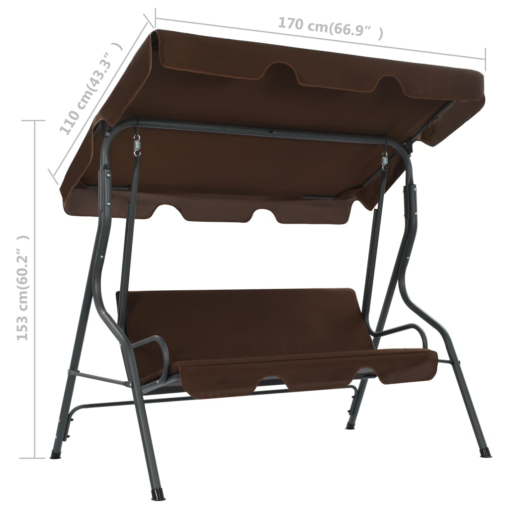 Hollywoodschaukel Kaffeebraun 170×110×153 cm