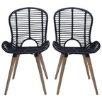 Esszimmerstühle 6 Stk. Natur Rattan Schwarz