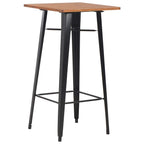 Bartisch Schwarz 60×60×108 cm Kiefer Massivholz und Stahl