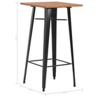 Bartisch Schwarz 60×60×108 cm Kiefer Massivholz und Stahl