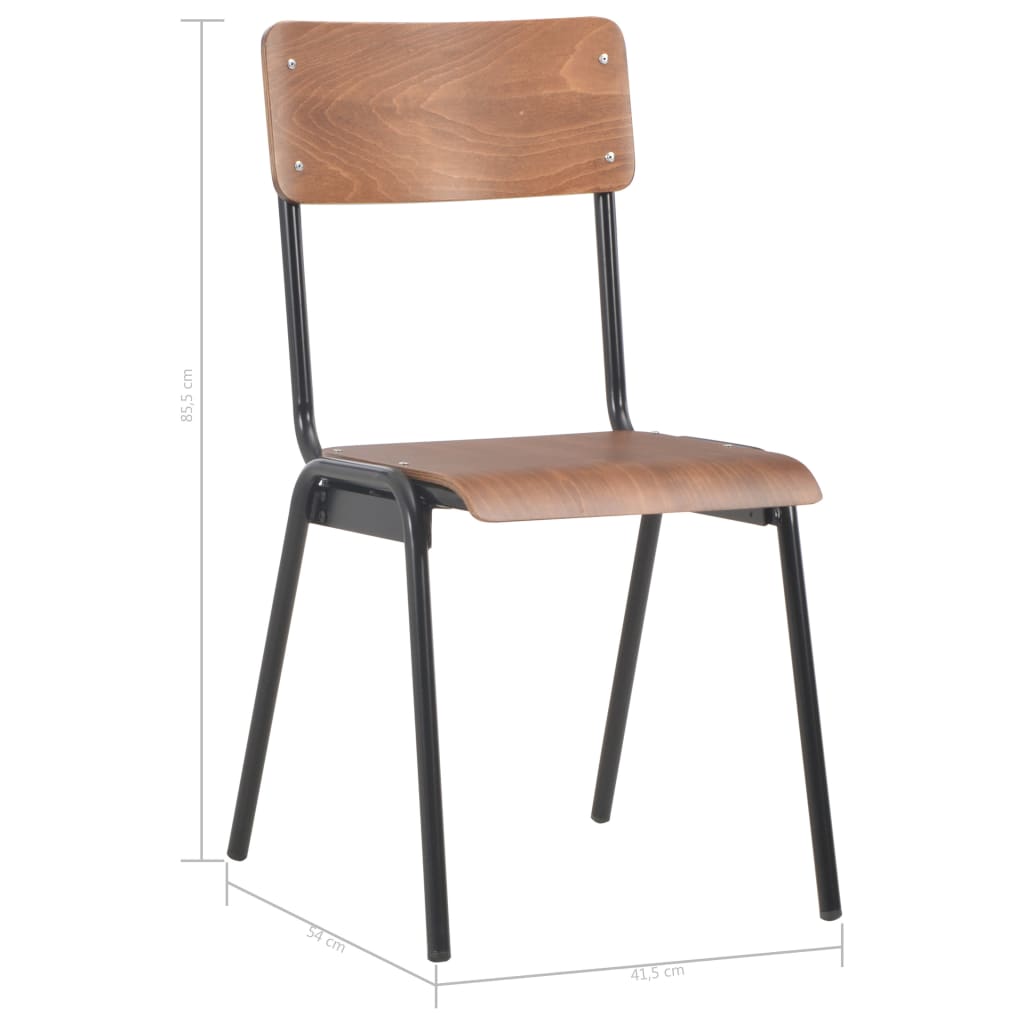 Esszimmerstühle 2 Stk. Braun Massives Sperrholz Stahl