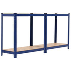 Lagerregale mit 4 Böden 2 Stk. Blau Stahl & Holzwerkstoff