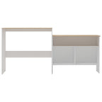Bartisch mit 2 Tischplatten Weiß und Eichefarben 130x40x120 cm
