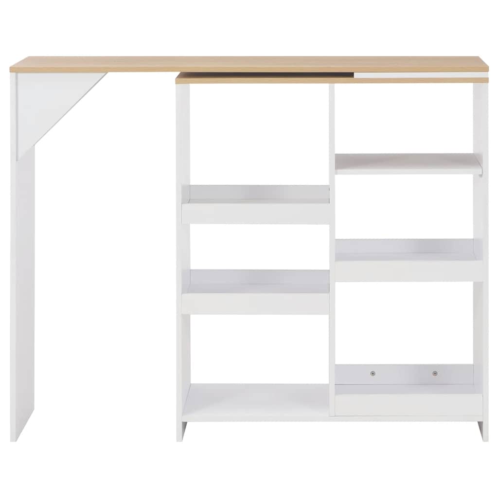 Bartisch mit Beweglichem Regal Weiß 138x39x110 cm