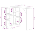 Bartisch mit Beweglichem Regal Weiß 138x39x110 cm
