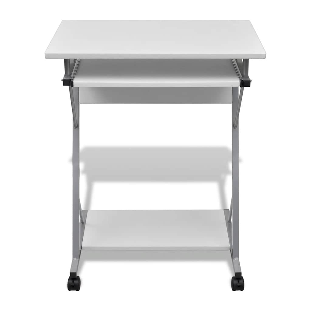 Computertisch Computerwagen PC Tisch Bürotisch Laptop auf Rollen weiß