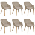 Esszimmerstühle 6 Stk. Beige Stoff und Massivholz Eiche