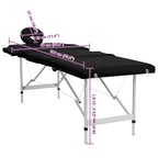 Massageliege Klappbar 4-Zonen mit Aluminiumgestell Schwarz