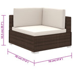 6-tlg. Garten-Lounge-Set mit Auflagen Poly Rattan Braun