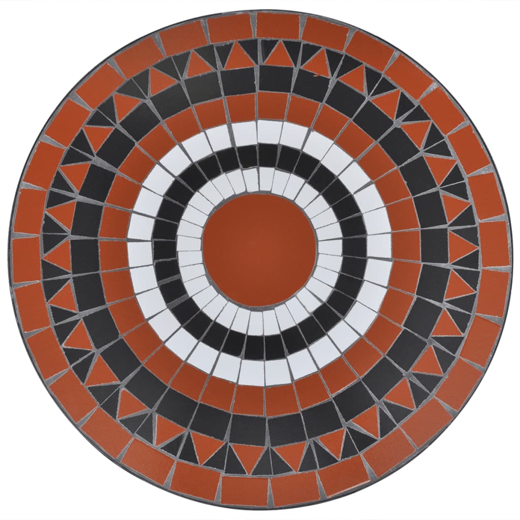 Bistrotisch Terrakotta-Rot und Weiß 60 cm Mosaik