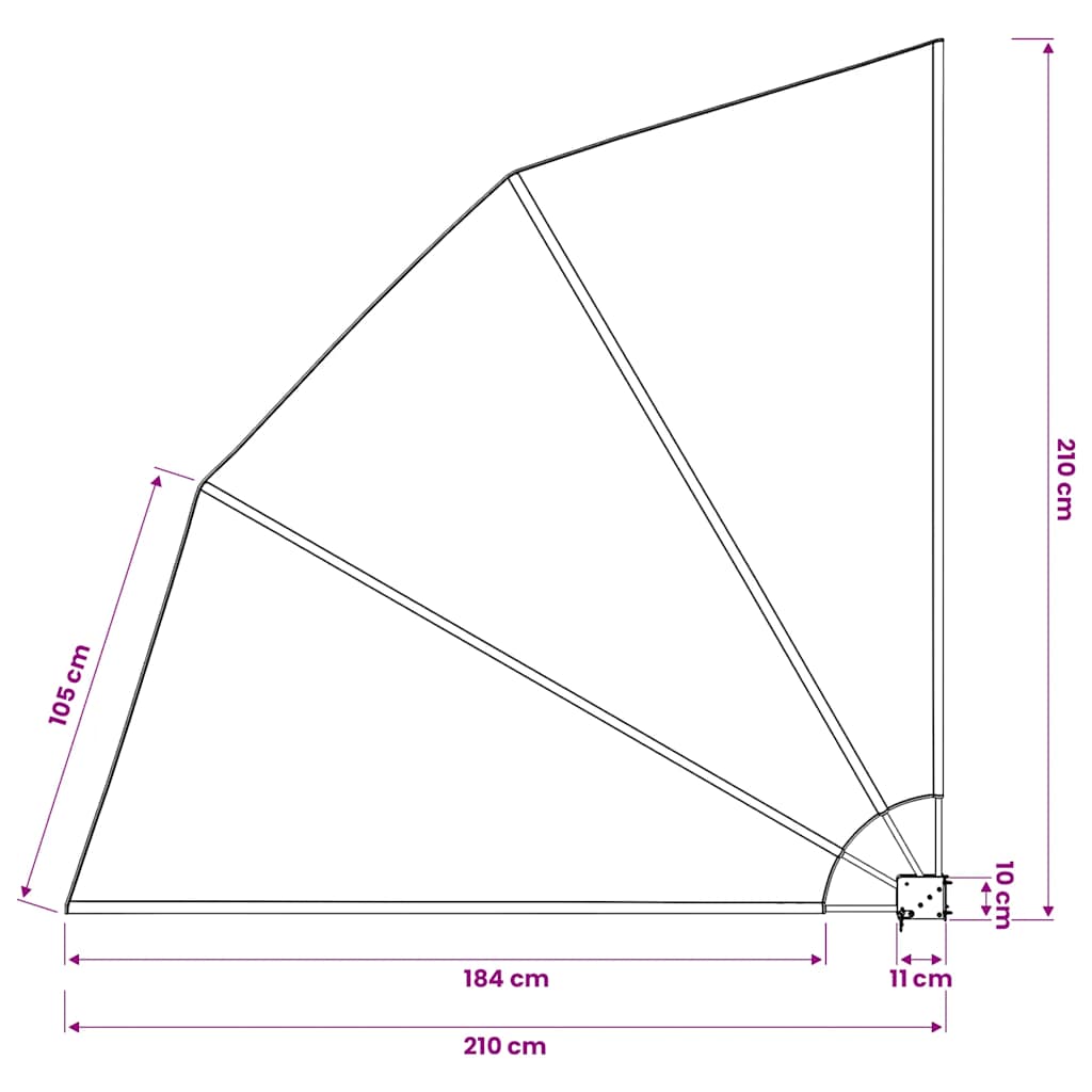 Faltbarer Balkonfächer Grau 210×210 cm