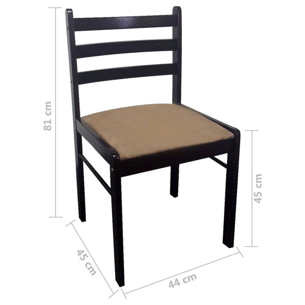 Esszimmerstühle 2 Stk. Braun Massivholz Gummibaum und Samt