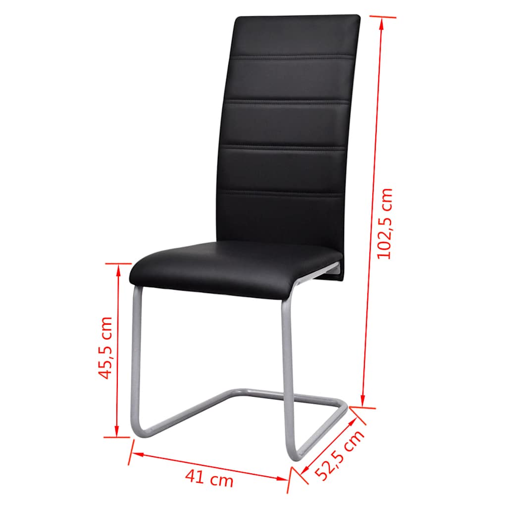 Freischwinger 2 Stk. Schwarz Kunstleder