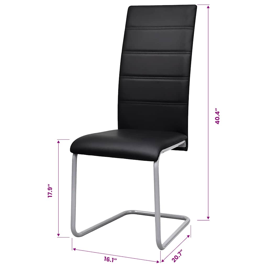 Freischwinger 2 Stk. Schwarz Kunstleder