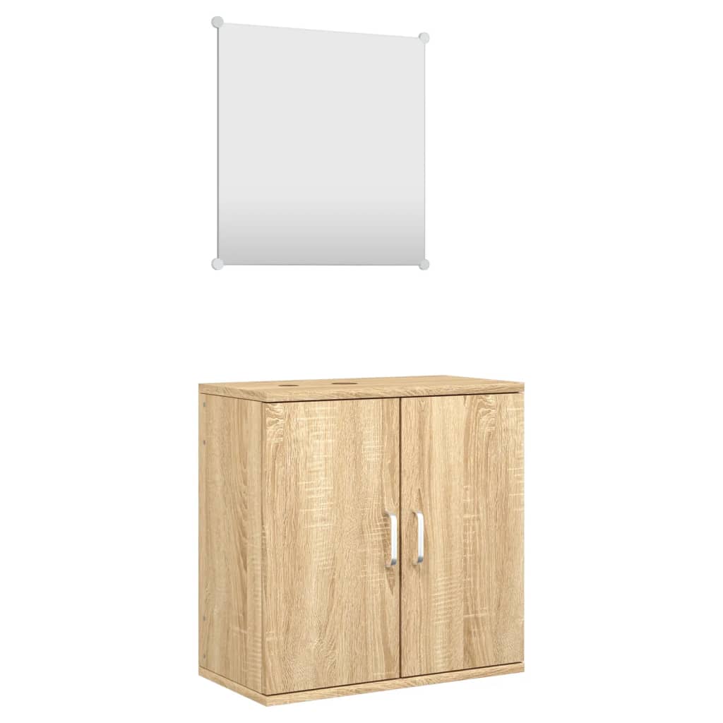 2-tlg. Badmöbel-Set Eichen-Optik Holzwerkstoff