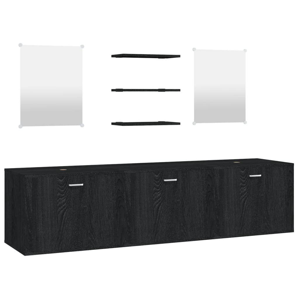 6-tlg. Badmöbel-Set Schwarz Holzwerkstoff