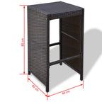 7-tlg. Gartenbar-Set mit Auflagen Poly Rattan Braun