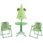 3-tlg. Garten-Bistro-Set für Kinder mit Sonnenschirm Grün
