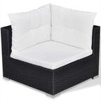 10-tlg. Garten-Lounge-Set mit Auflagen Poly Rattan Schwarz