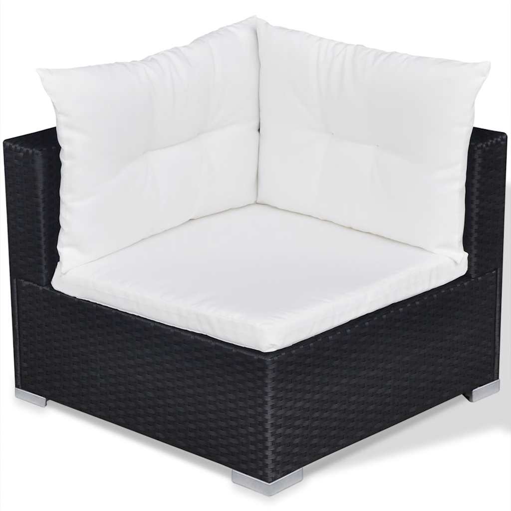 10-tlg. Garten-Lounge-Set mit Auflagen Poly Rattan Schwarz