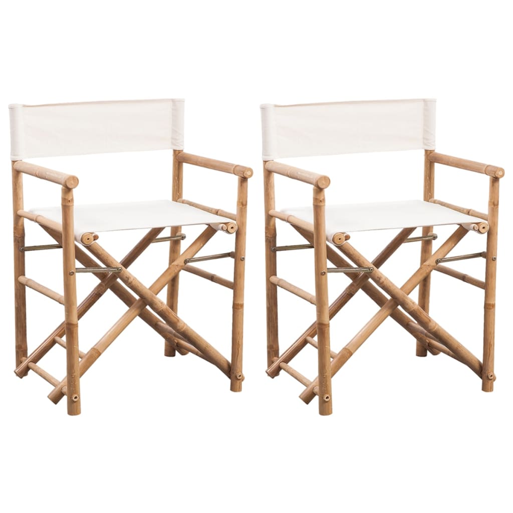 Klappbarer Regiestuhl 2 Stk. Bambus und Canvas