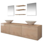 8-tlg. Badmöbel und Waschbecken Set Beige