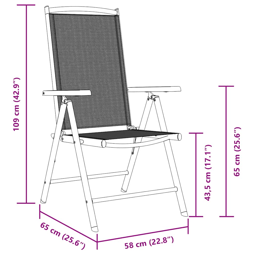 Gartenstühle Klappbar 4 Stk. Aluminium und Textilene Schwarz