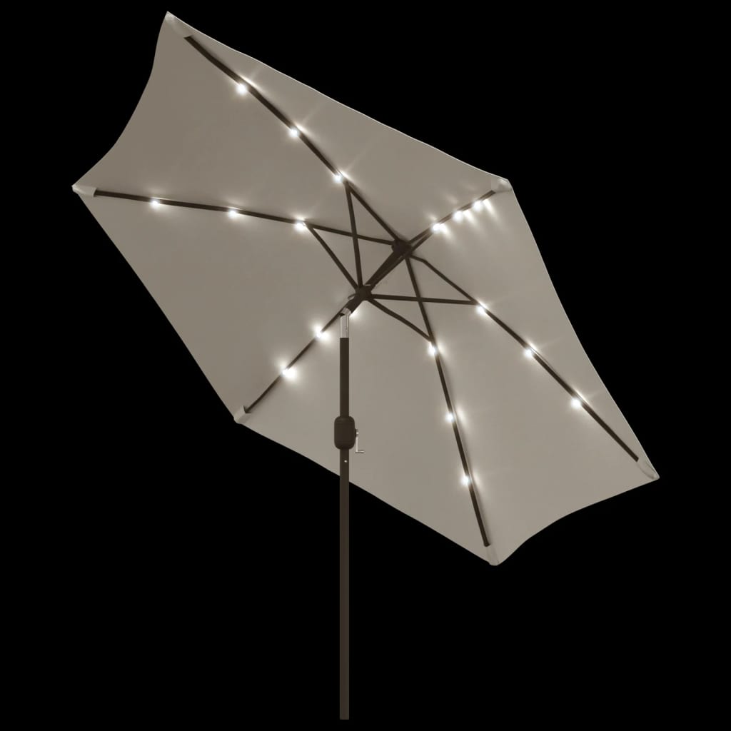 Ampelschirm mit LED-Beleuchtung 3 m Sandweiß
