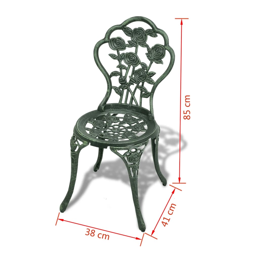 3-tlg. Bistro-Set Aluminiumguss Grün