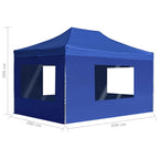 Profi-Partyzelt Faltbar mit Wänden Aluminium 4,5x3 m Blau