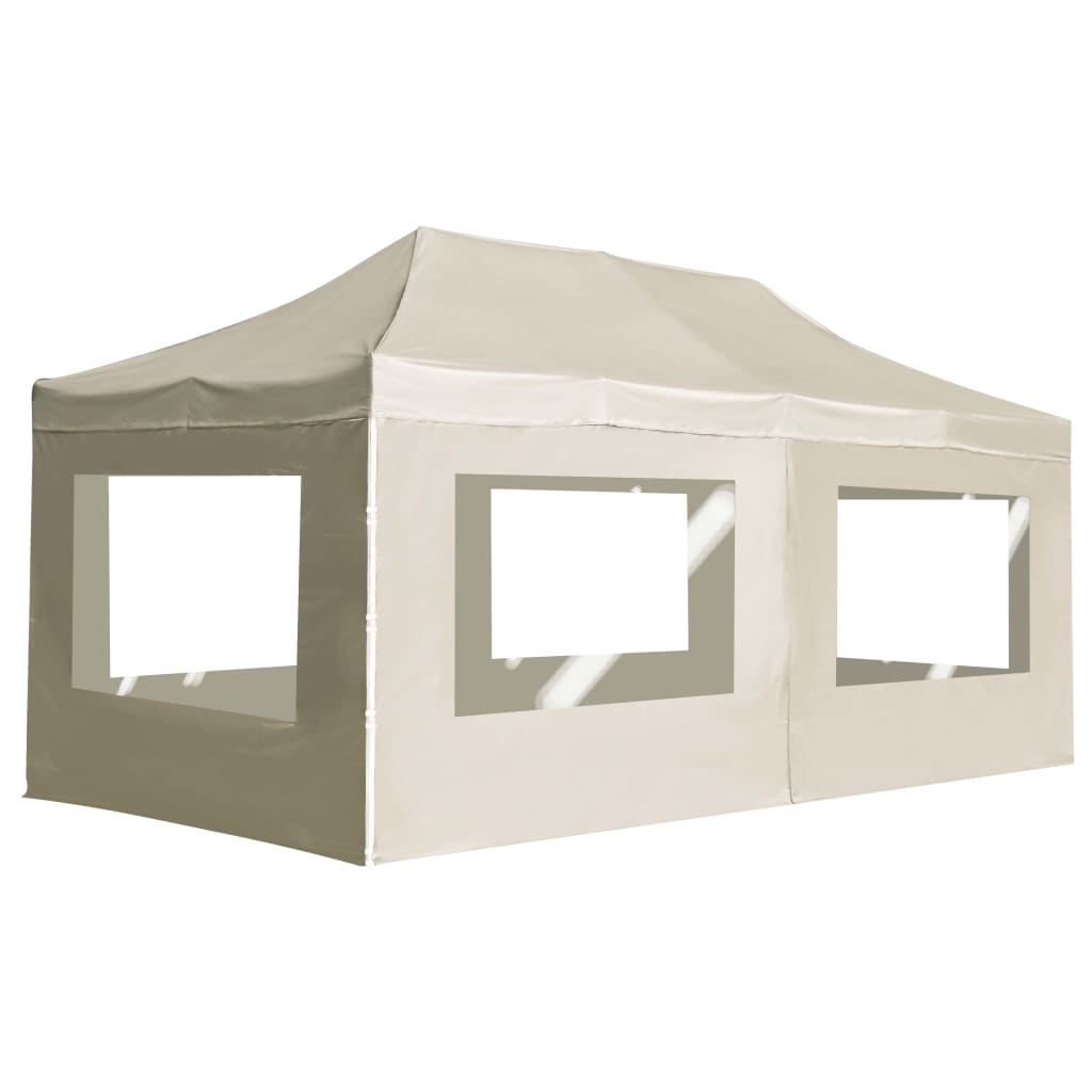Profi-Partyzelt Faltbar mit Wänden Aluminium 6×3m Creme