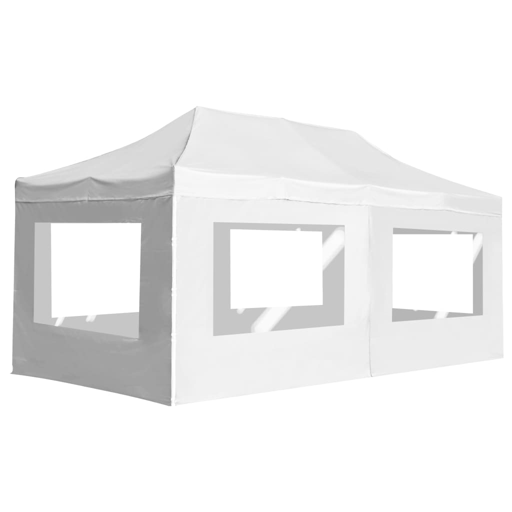 Profi-Partyzelt Faltbar mit Wänden Aluminium 6×3m Weiß
