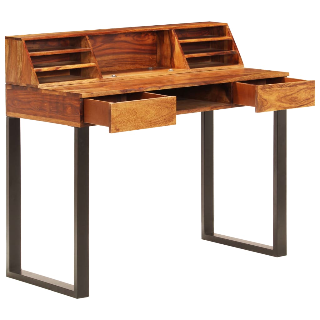 Schreibtisch 110 x 50 x 94 cm Massivholz Akazie und Stahl